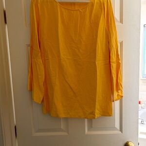 Yellow Linen Blend Shirt With Bell Sleeves-SizeXL